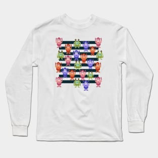 Bright pattern with nice monsters and stripes Long Sleeve T-Shirt